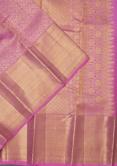 Lavender Zariwork Pure Silk Saree-Koskii