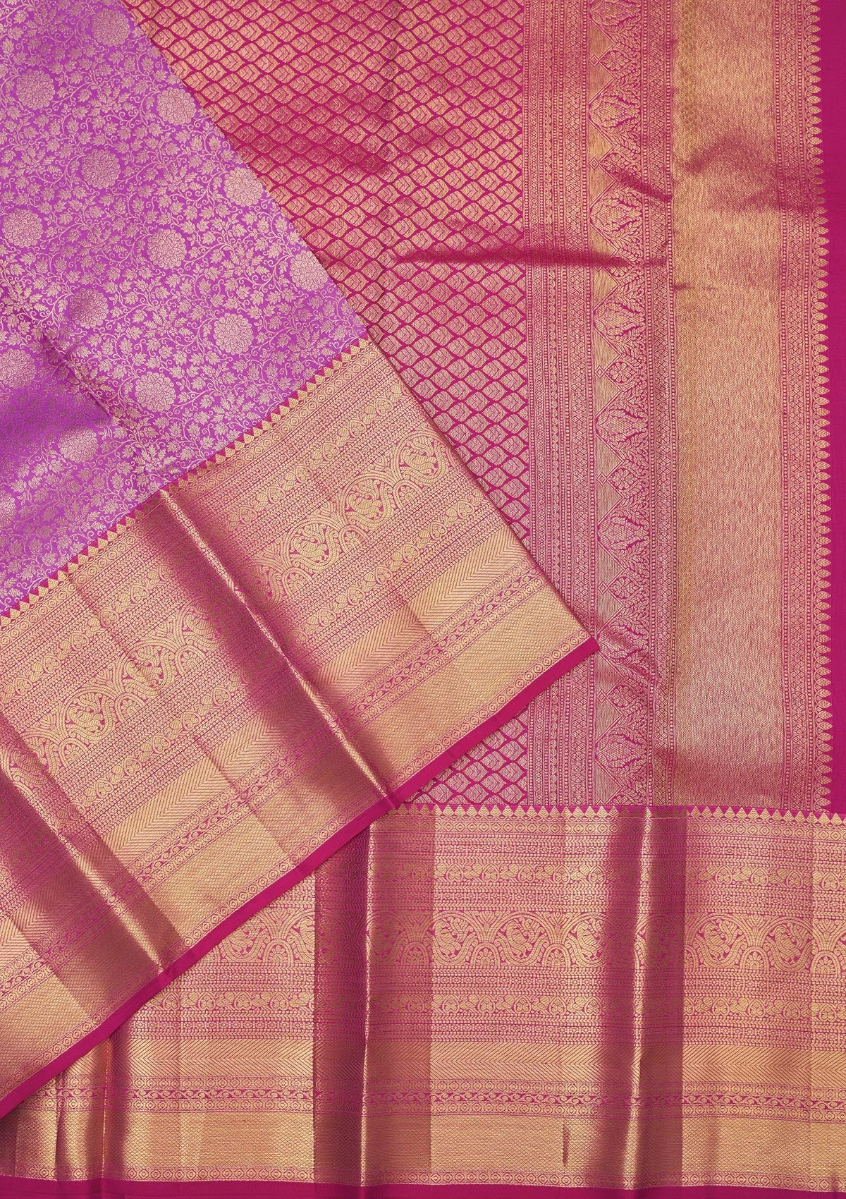 Lavender Zariwork Pure Silk Saree-Koskii