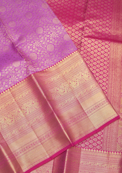 Lavender Zariwork Pure Silk Saree-Koskii