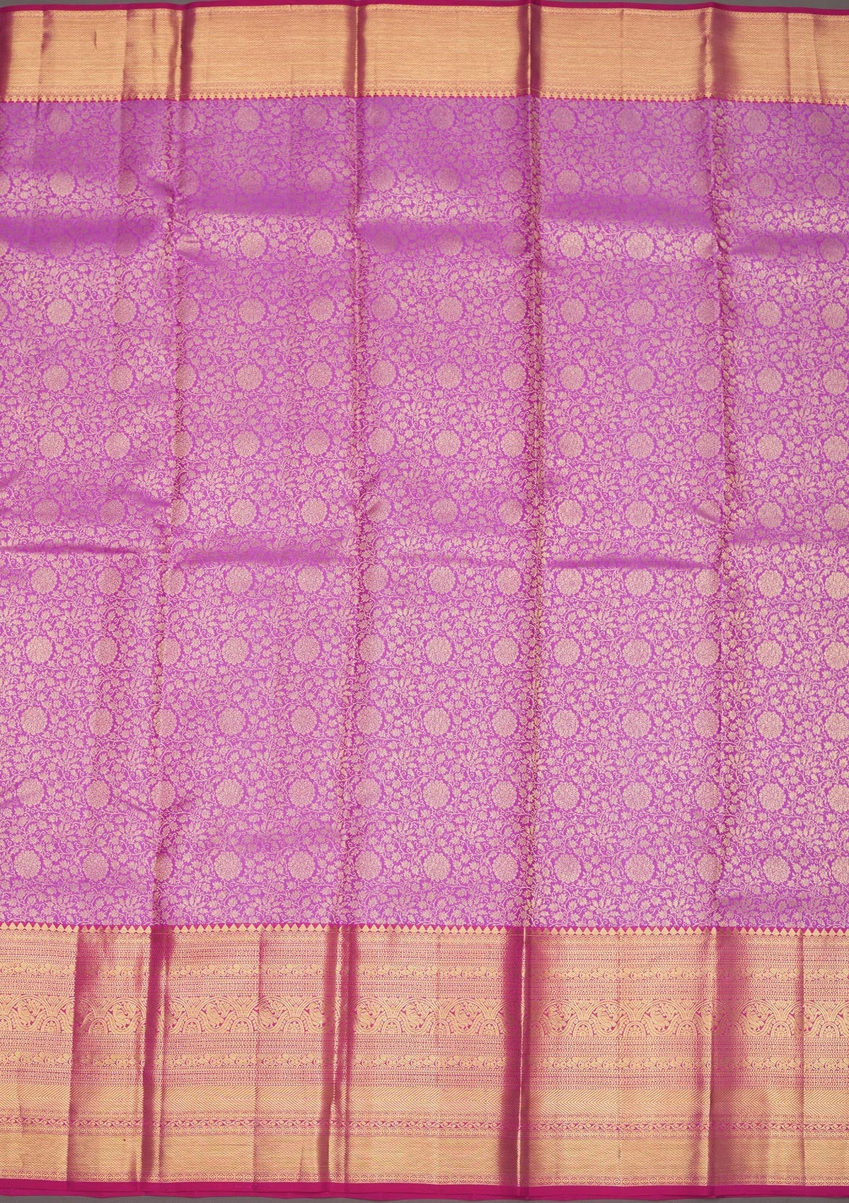 Lavender Zariwork Pure Silk Saree-Koskii