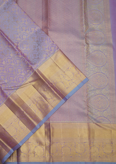 Lavender Zariwork Pure Silk Saree-Koskii