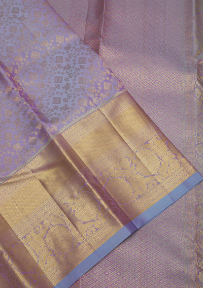 Lavender Zariwork Pure Silk Saree-Koskii