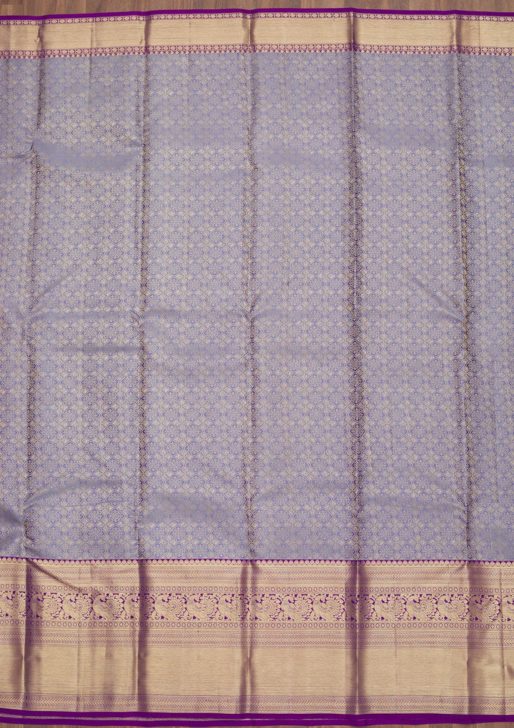 Lavender Zariwork Pure Silk Saree-Koskii