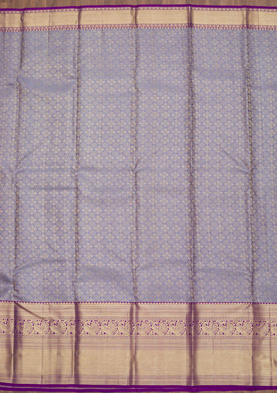 Lavender Zariwork Pure Silk Saree-Koskii