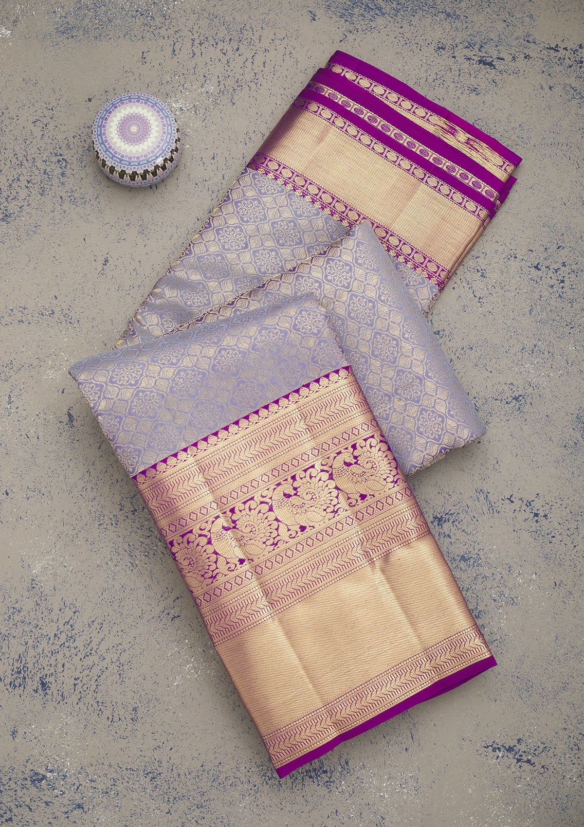 Lavender Zariwork Pure Silk Saree-Koskii