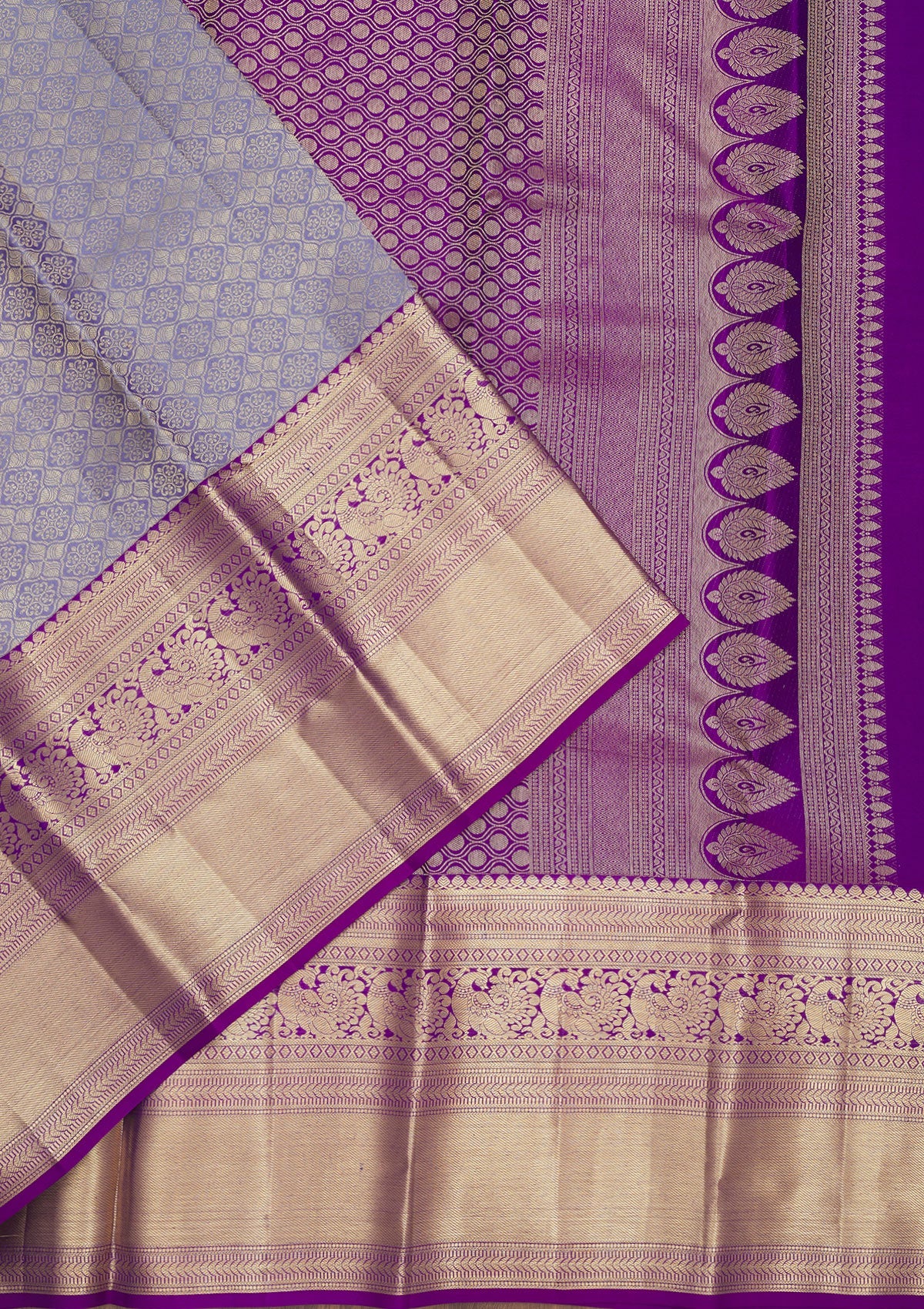 Lavender Zariwork Pure Silk Saree-Koskii