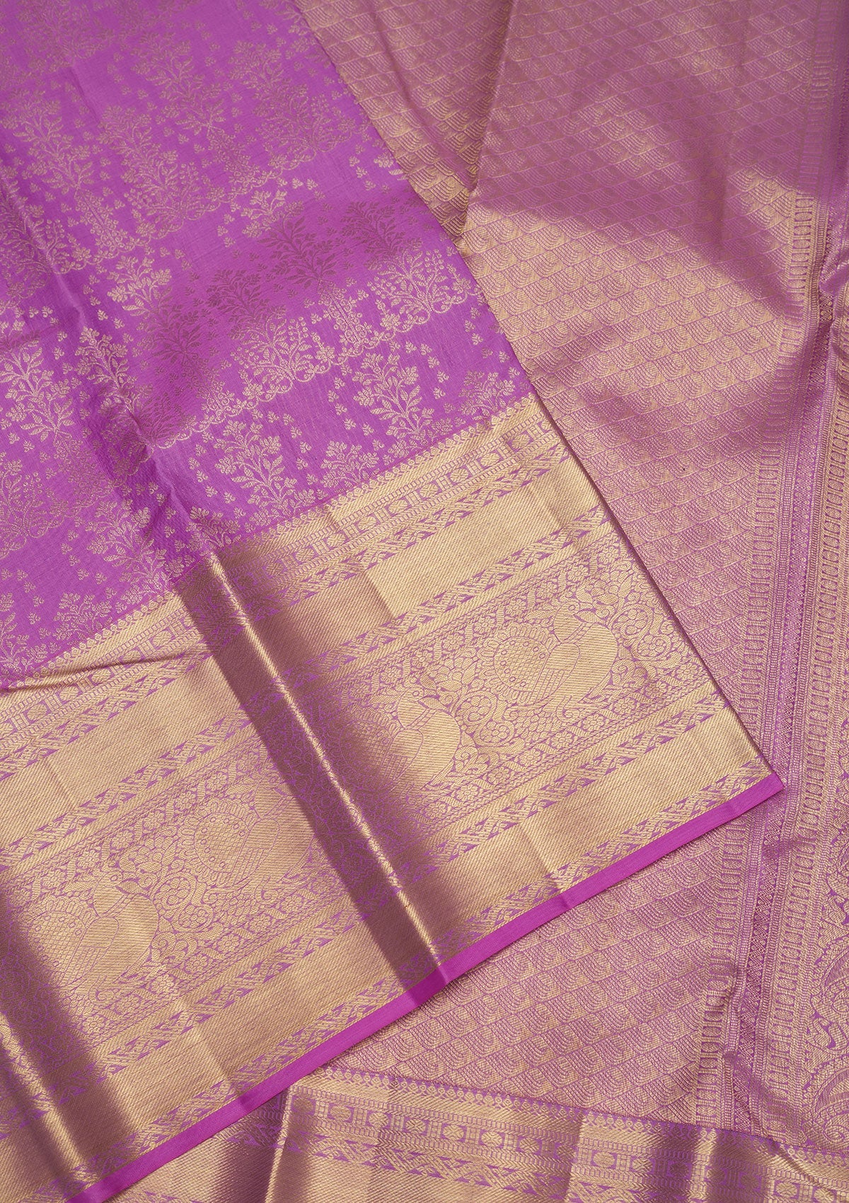 Lavender Zariwork Pure Silk Saree-Koskii