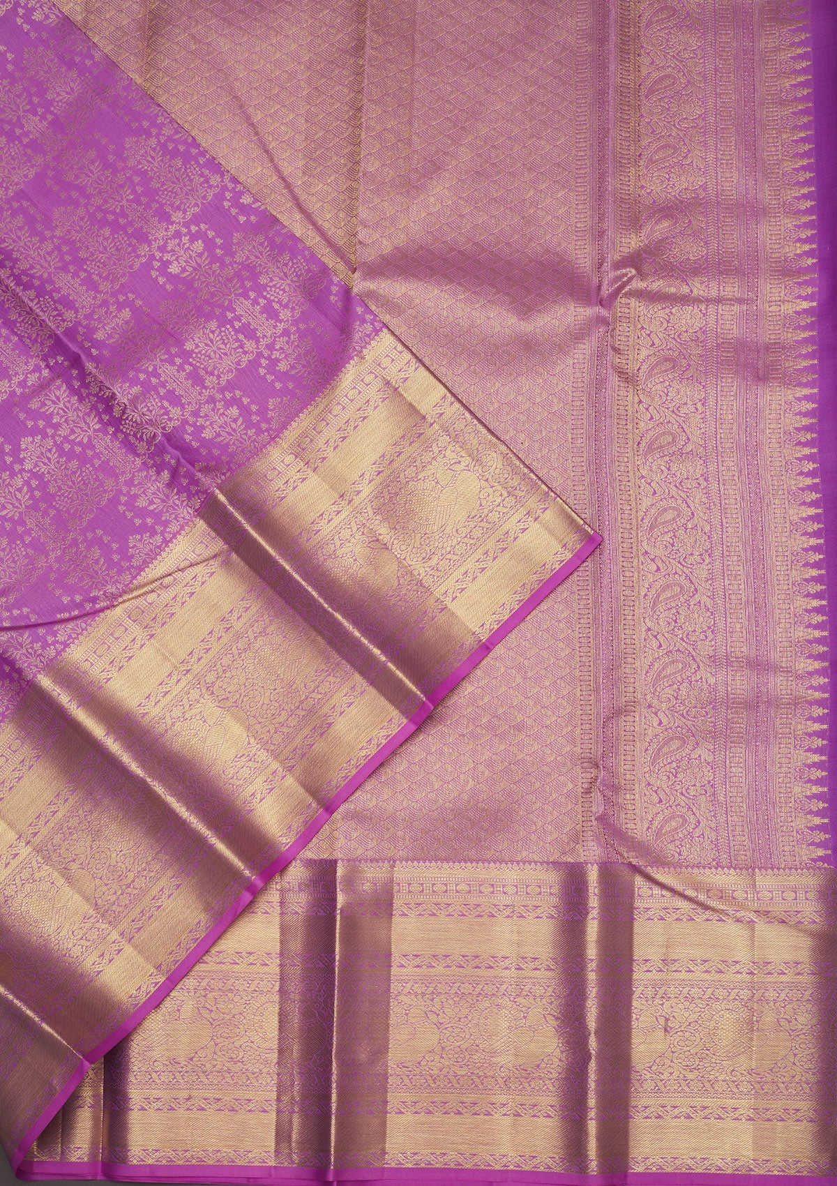Lavender Zariwork Pure Silk Saree-Koskii