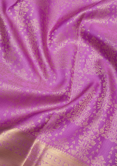 Lavender Zariwork Pure Silk Saree-Koskii