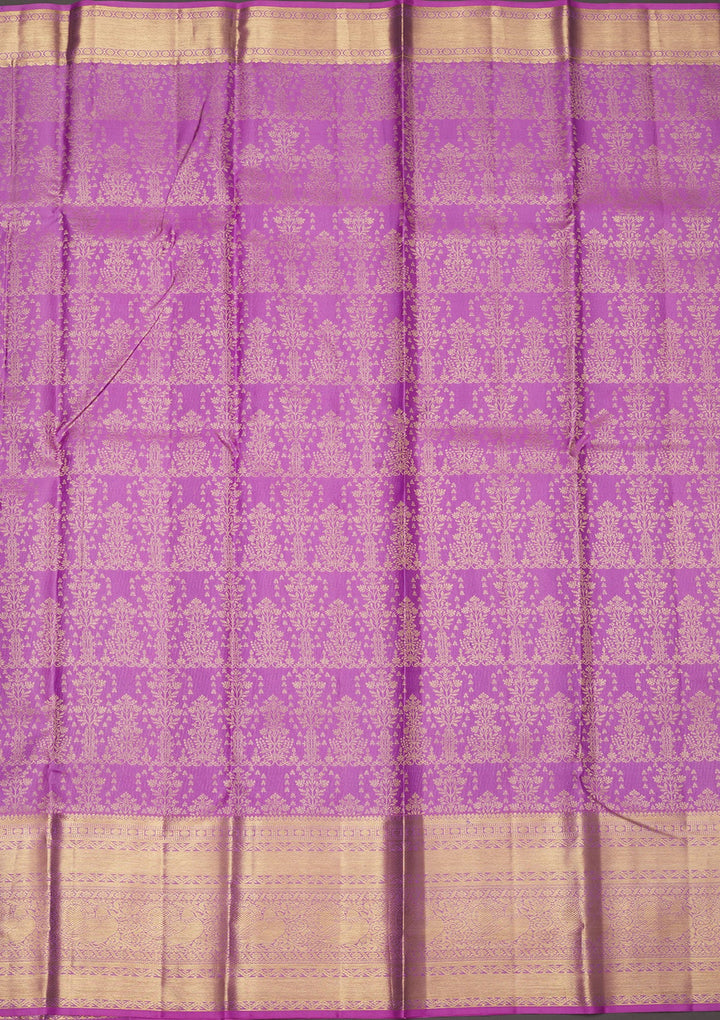 Lavender Zariwork Pure Silk Saree-Koskii
