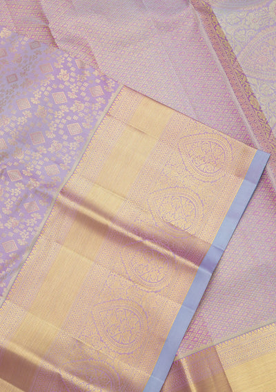 Lavender Zariwork Pure Silk Saree-Koskii