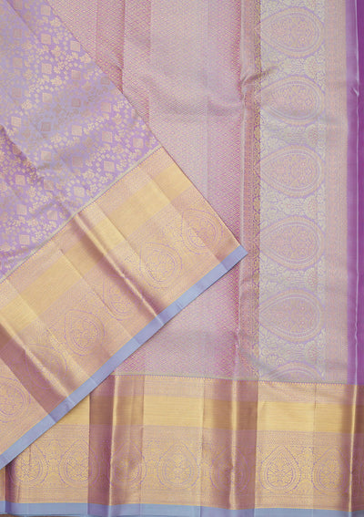 Lavender Zariwork Pure Silk Saree-Koskii