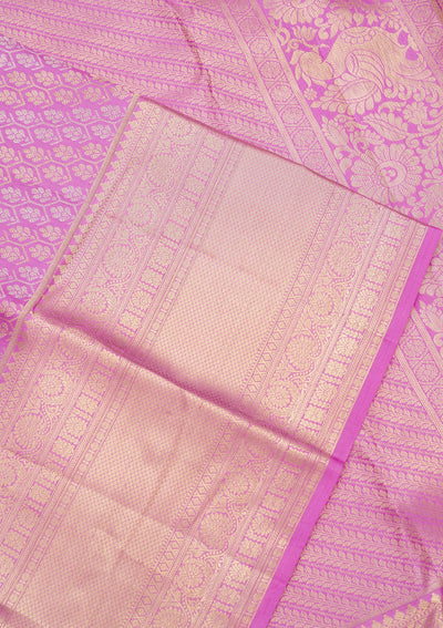 Lavender Zariwork Pure Silk Saree-Koskii