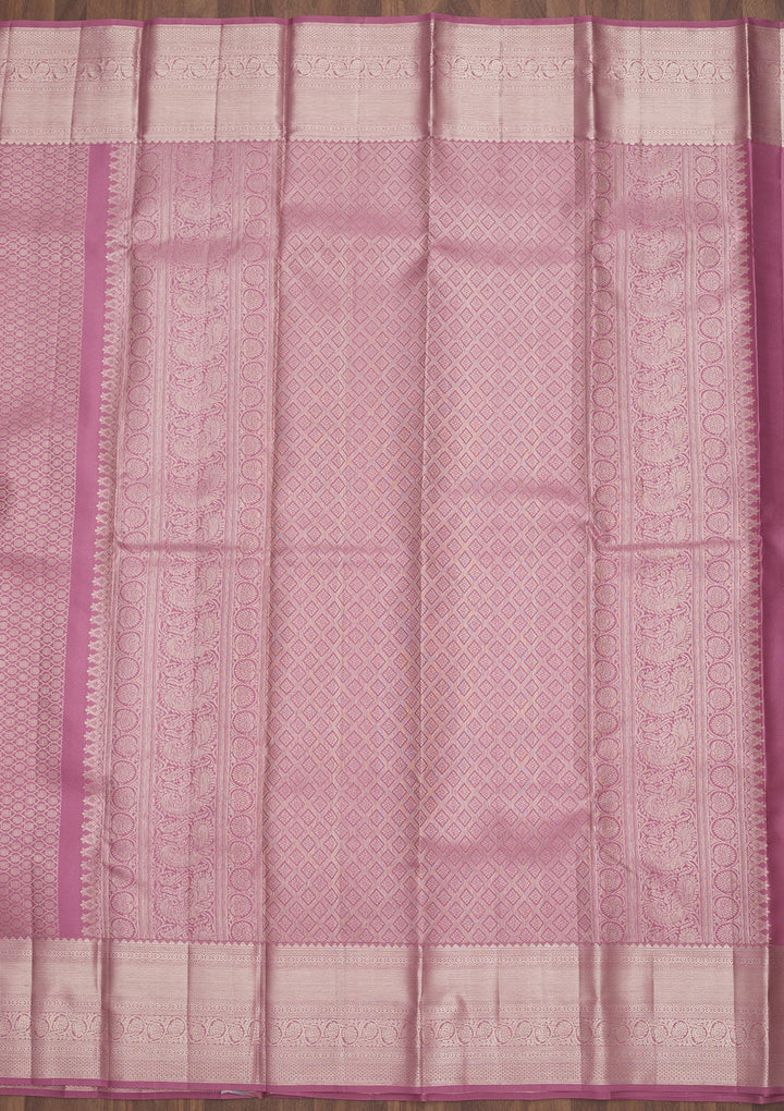 Lavender Zariwork Pure Silk Saree-Koskii