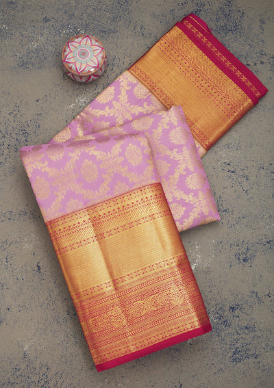 Lavender Zariwork Pure Silk Saree-Koskii