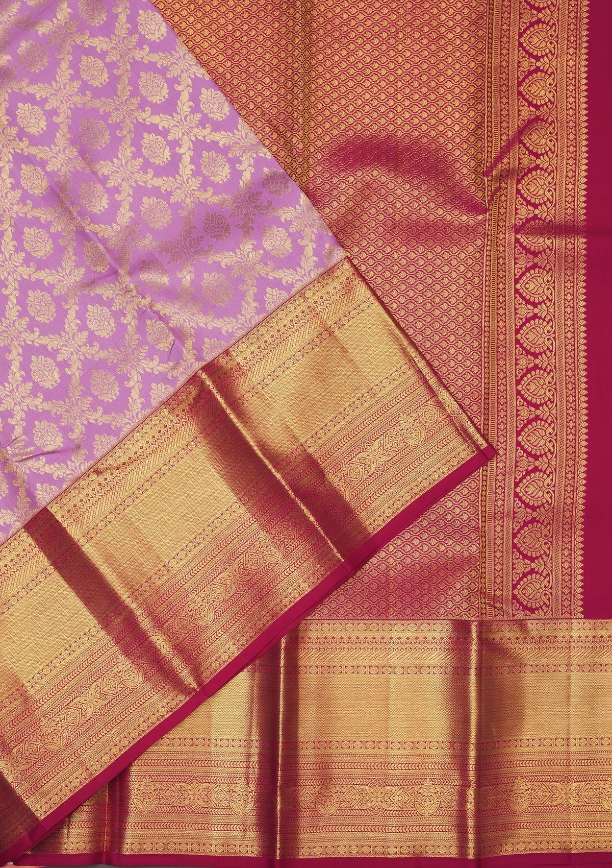 Lavender Zariwork Pure Silk Saree-Koskii