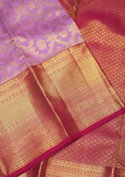 Lavender Zariwork Pure Silk Saree-Koskii