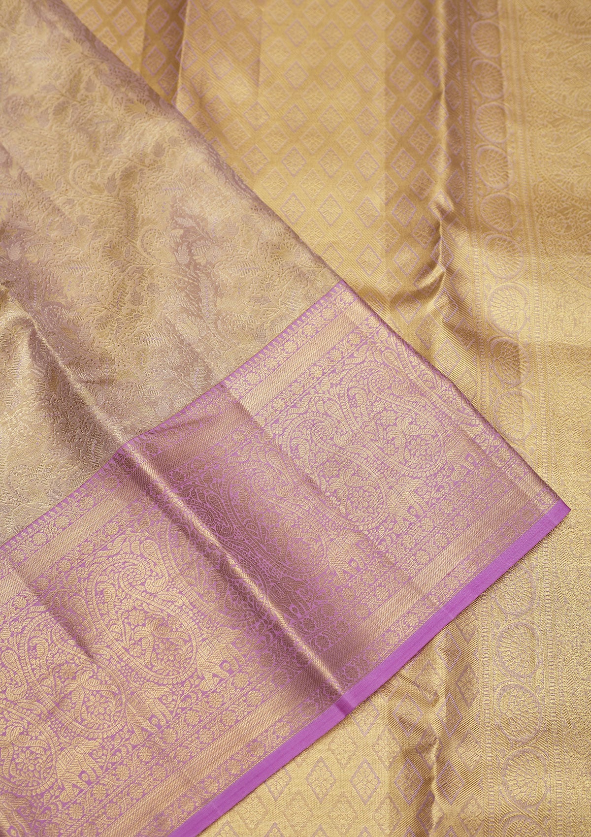 Lavender Zariwork Pure Silk Saree-Koskii