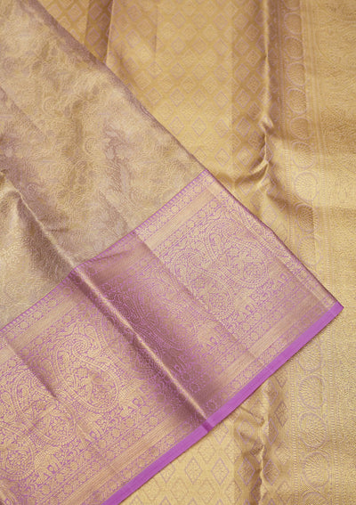 Lavender Zariwork Pure Silk Saree-Koskii