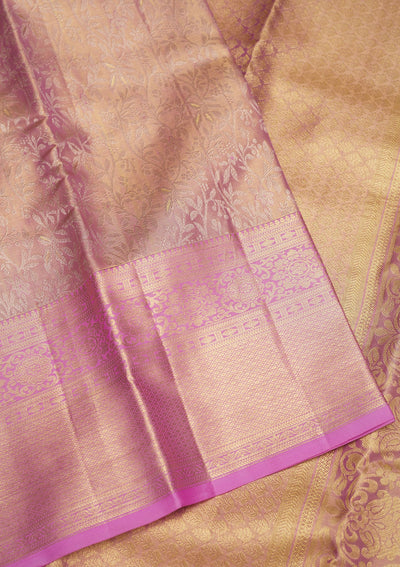 Lavender Zariwork Pure Silk Saree-Koskii