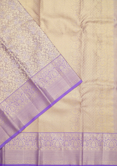 Lavender Zariwork Pure Silk Saree-Koskii