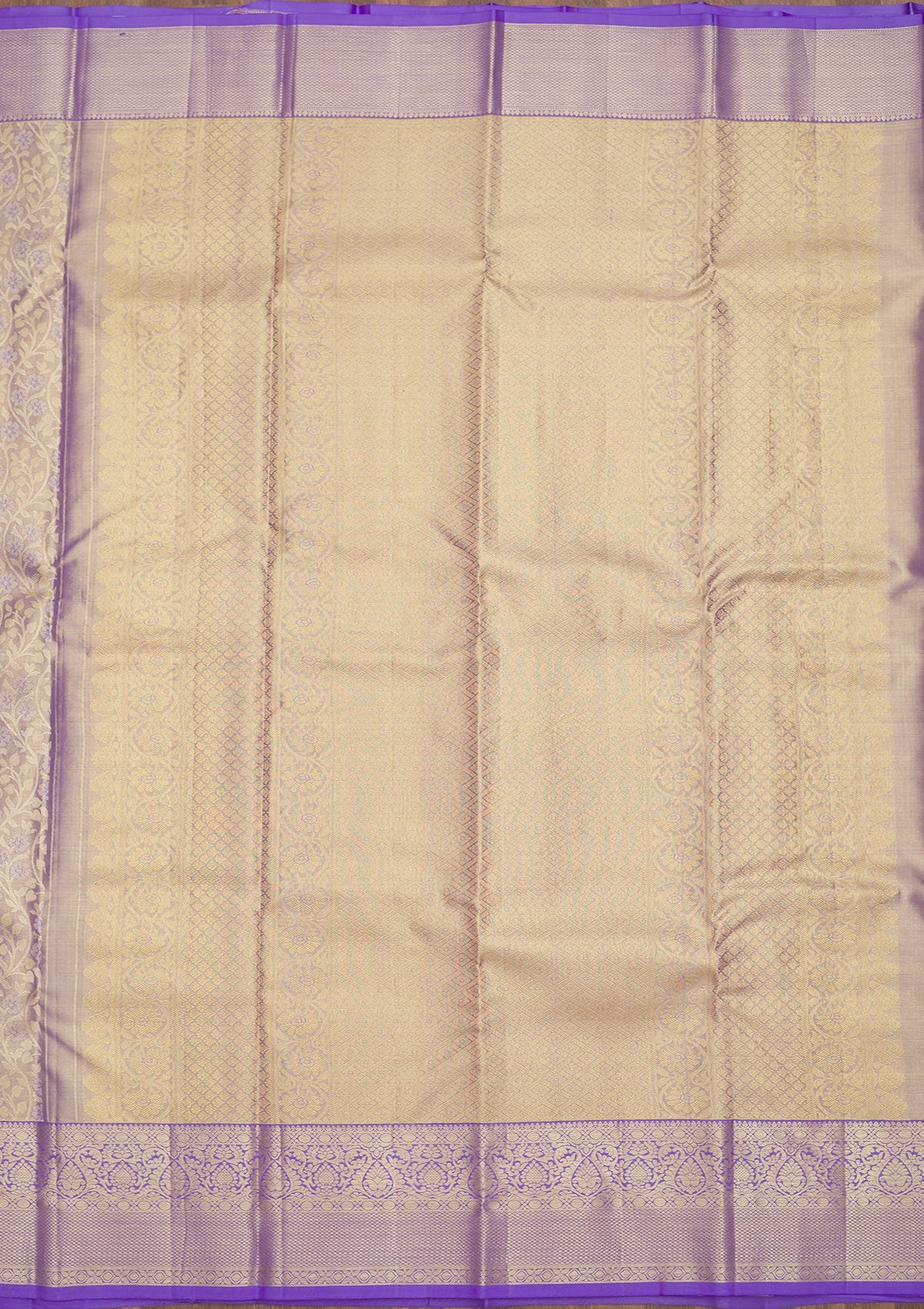 Lavender Zariwork Pure Silk Saree-Koskii