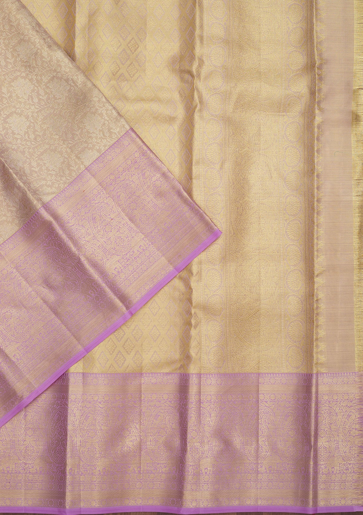 Lavender Zariwork Pure Silk Saree-Koskii