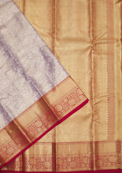 Lavender Zariwork Pure Silk Saree-Koskii