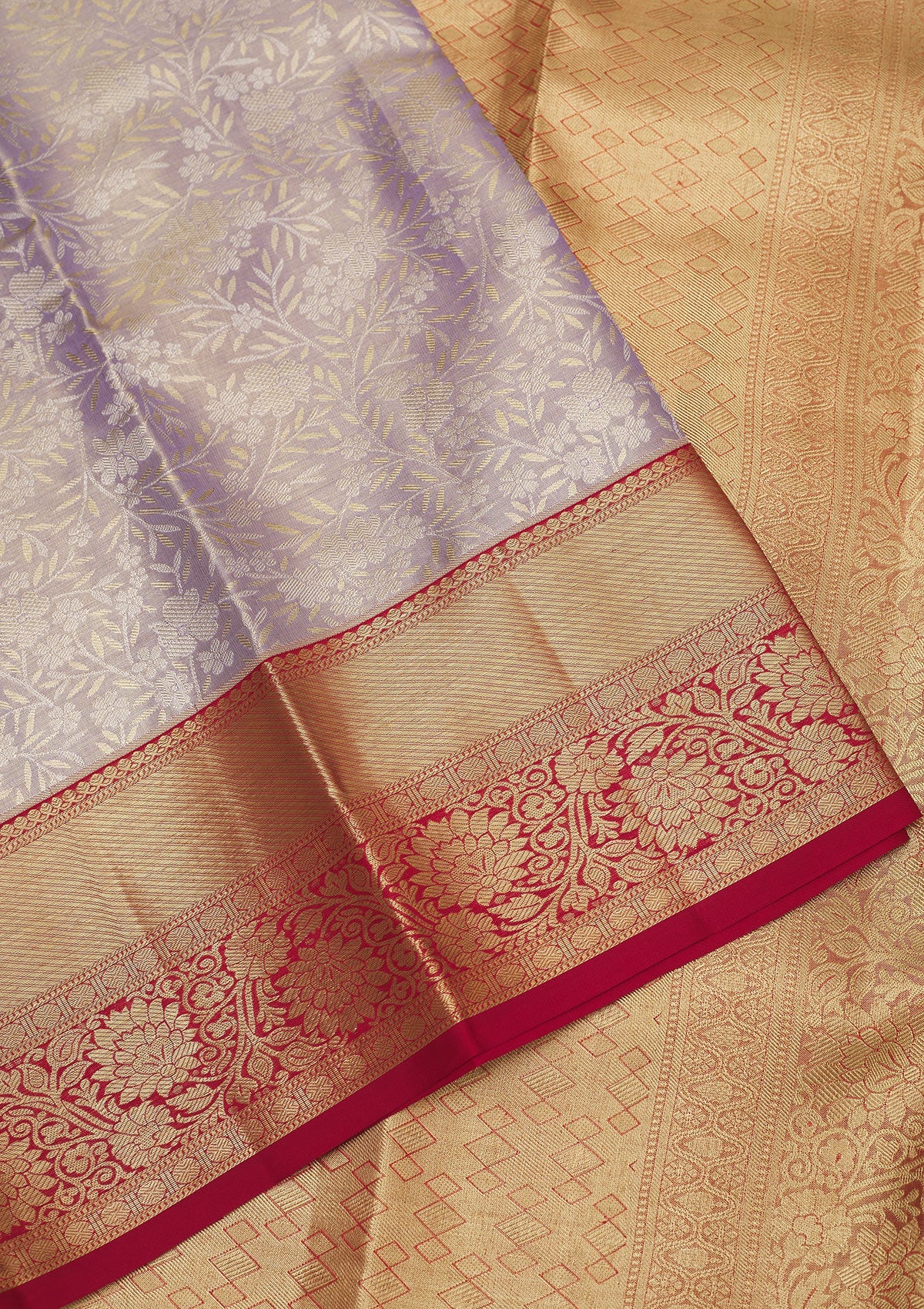 Lavender Zariwork Pure Silk Saree-Koskii