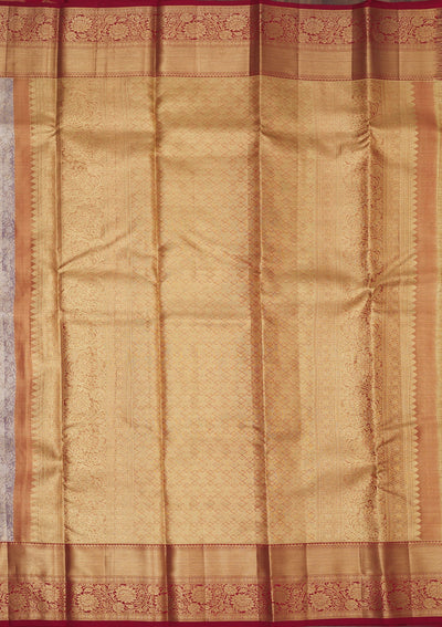 Lavender Zariwork Pure Silk Saree-Koskii