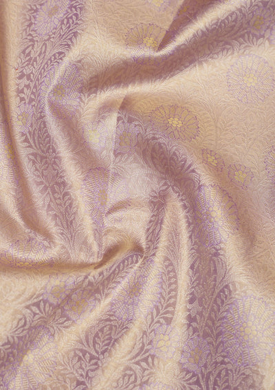 Lavender Zariwork Pure Silk Saree-Koskii