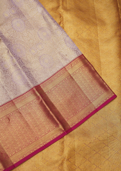 Lavender Zariwork Pure Silk Saree-Koskii