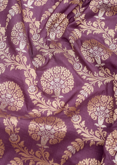 Lavender Zariwork Pure Silk Saree-Koskii