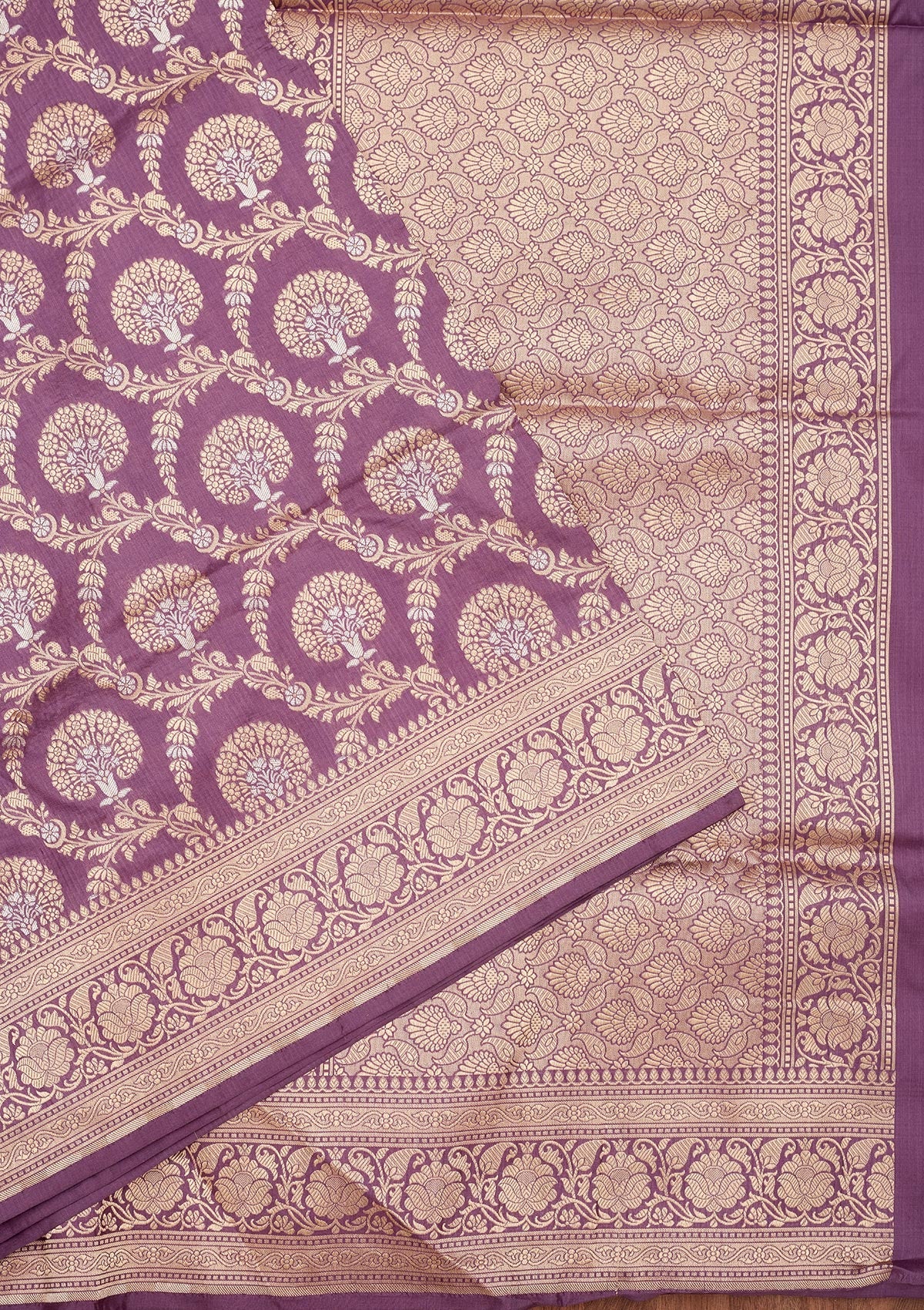 Lavender Zariwork Pure Silk Saree-Koskii