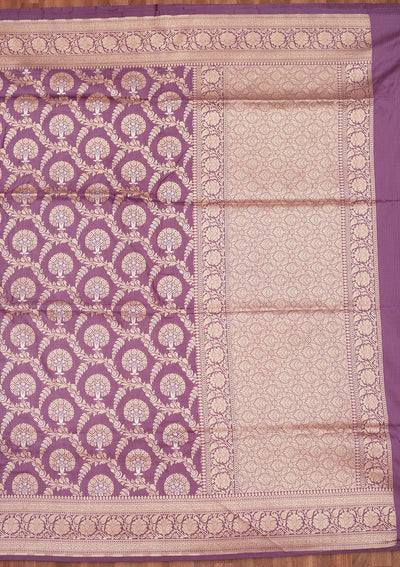 Lavender Zariwork Pure Silk Saree-Koskii