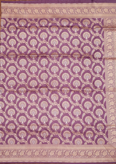 Lavender Zariwork Pure Silk Saree-Koskii