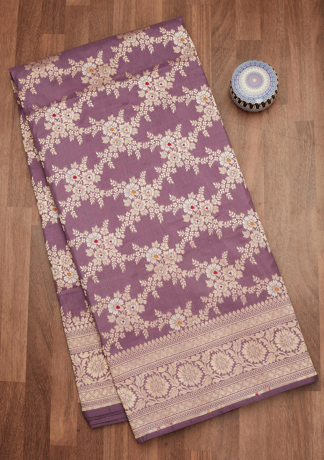 Lavender Zariwork Pure Silk Saree-Koskii