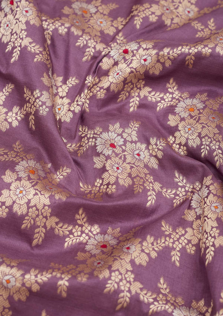 Lavender Zariwork Pure Silk Saree-Koskii