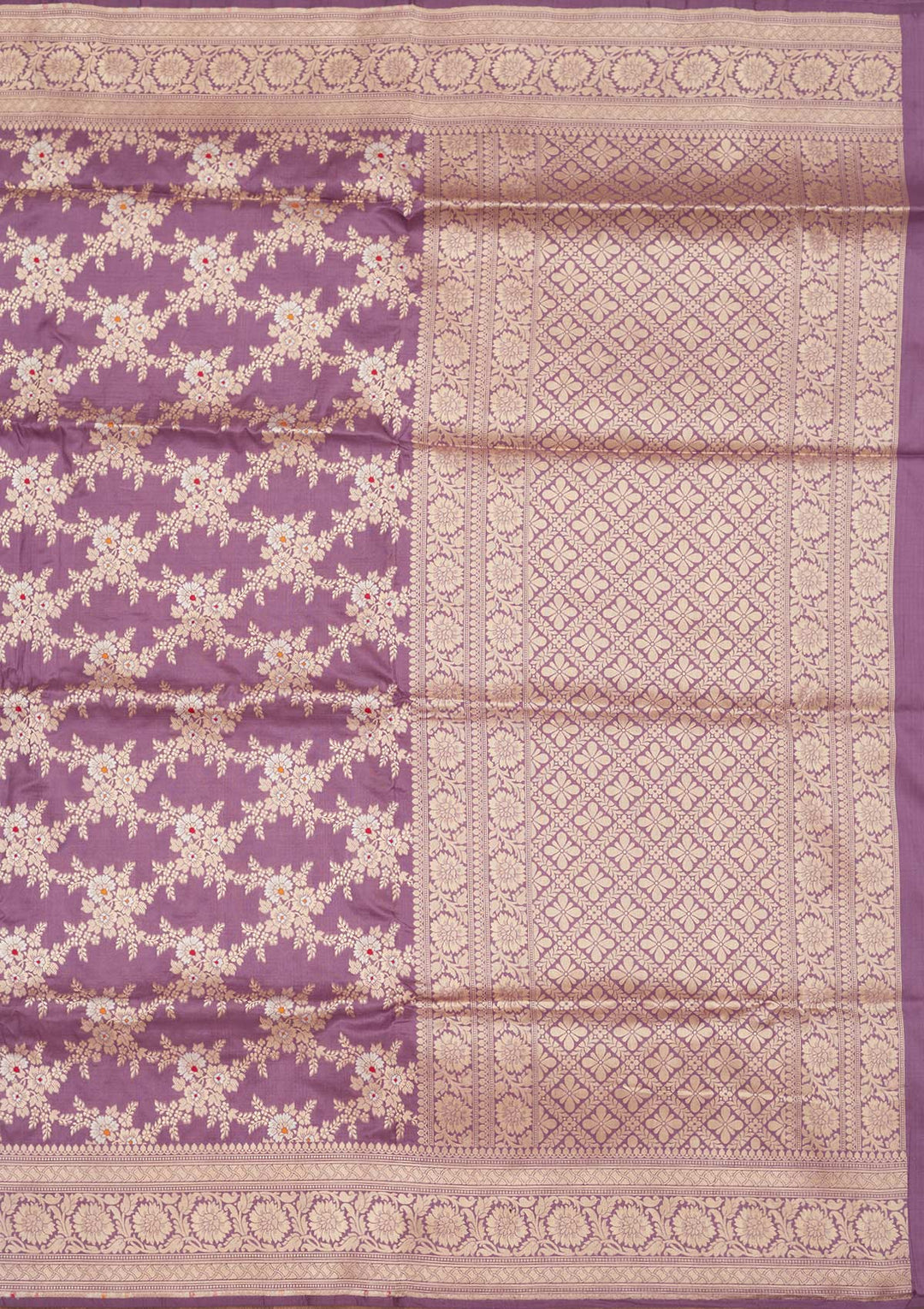 Lavender Zariwork Pure Silk Saree-Koskii