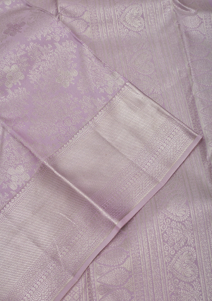 Lavender Zariwork Pure Silk Saree-Koskii