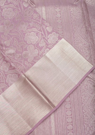 Lavender Zariwork Pure Silk Saree-Koskii