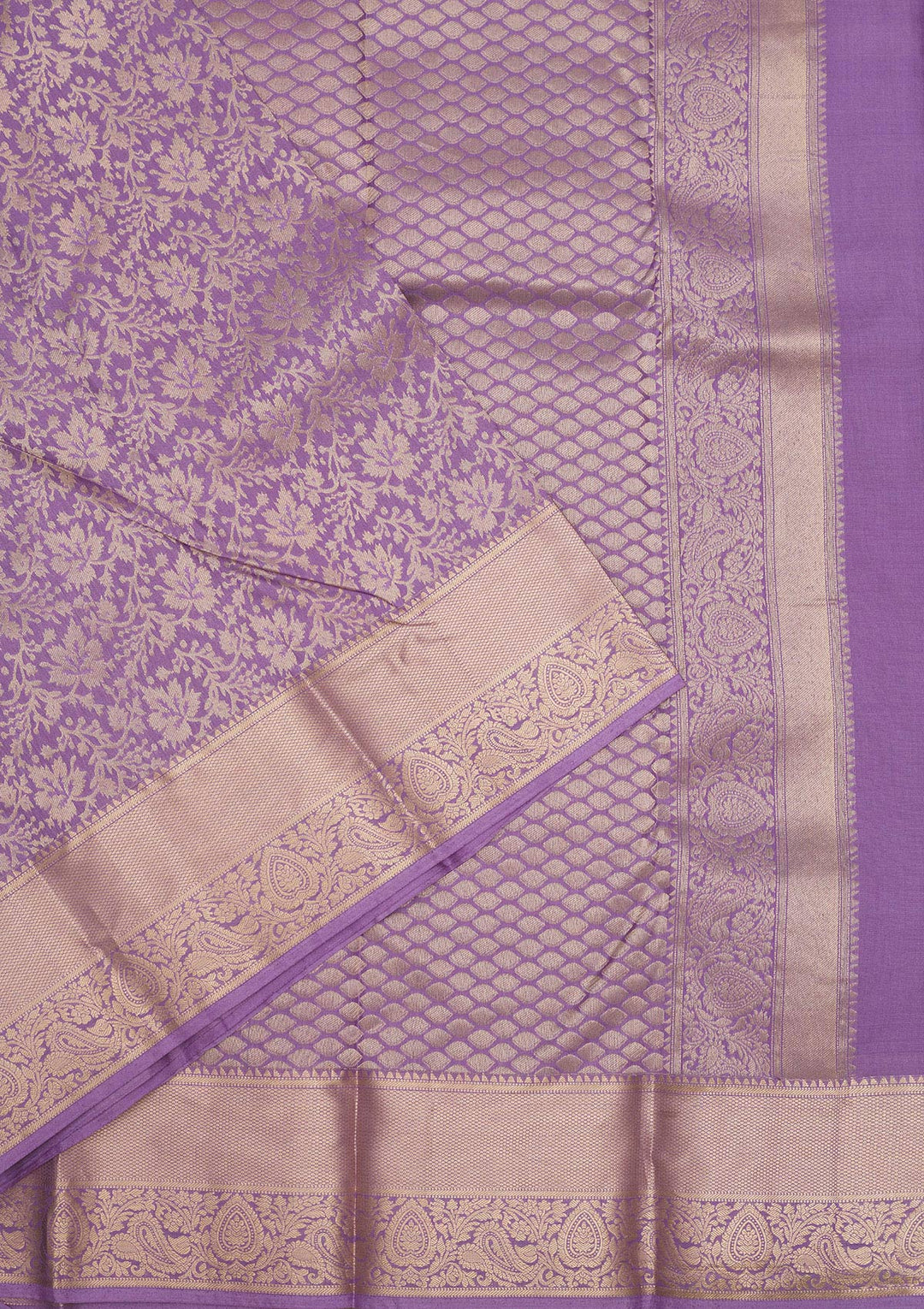 Lavender Zariwork Pure Silk Saree-Koskii