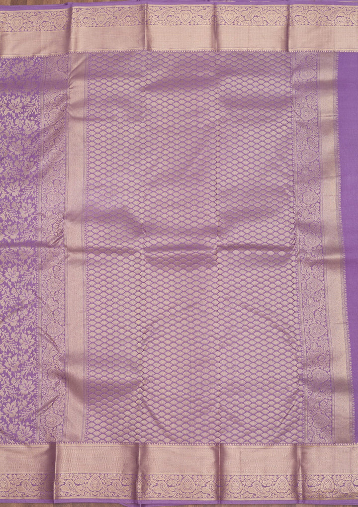 Lavender Zariwork Pure Silk Saree-Koskii