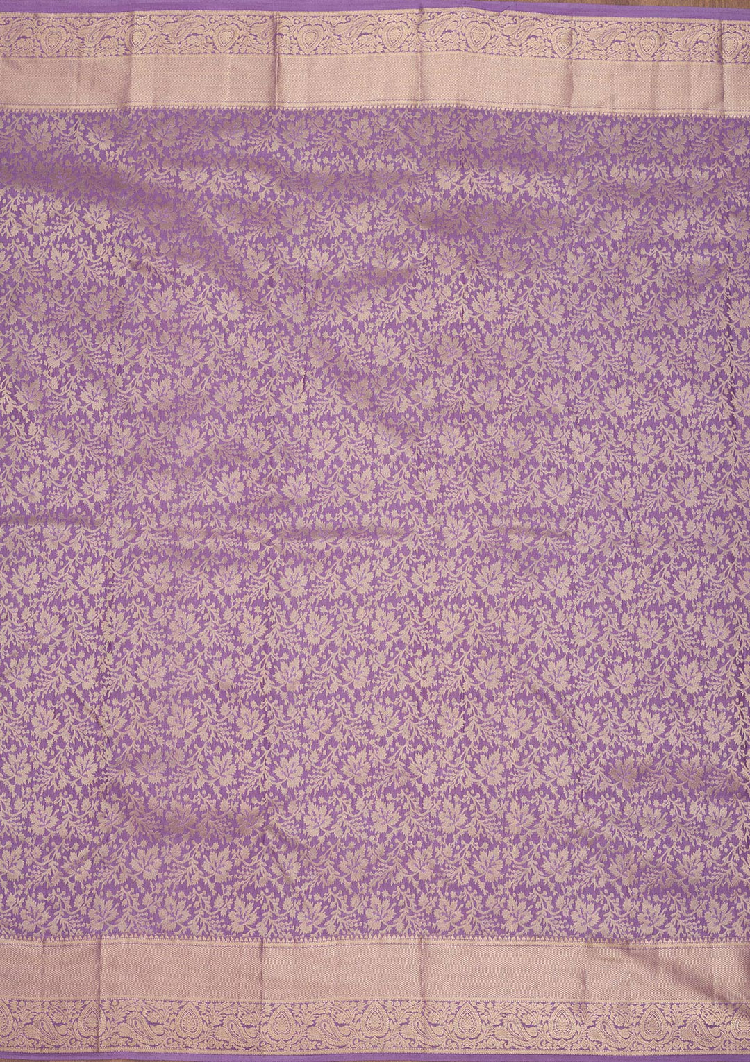 Lavender Zariwork Pure Silk Saree-Koskii
