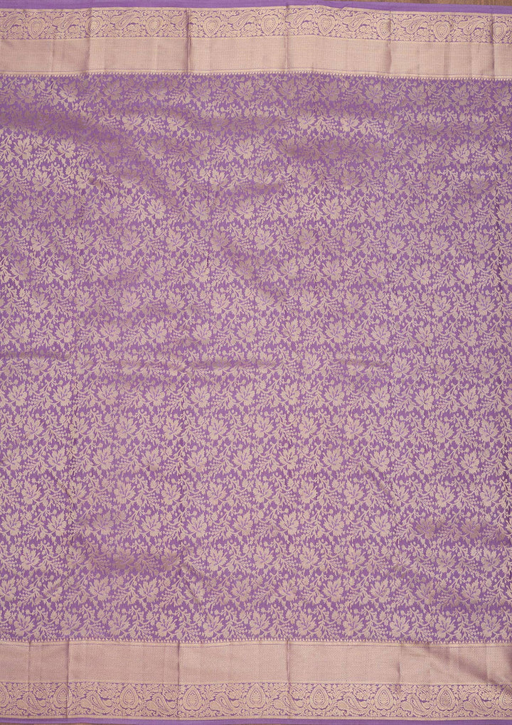 Lavender Zariwork Pure Silk Saree-Koskii