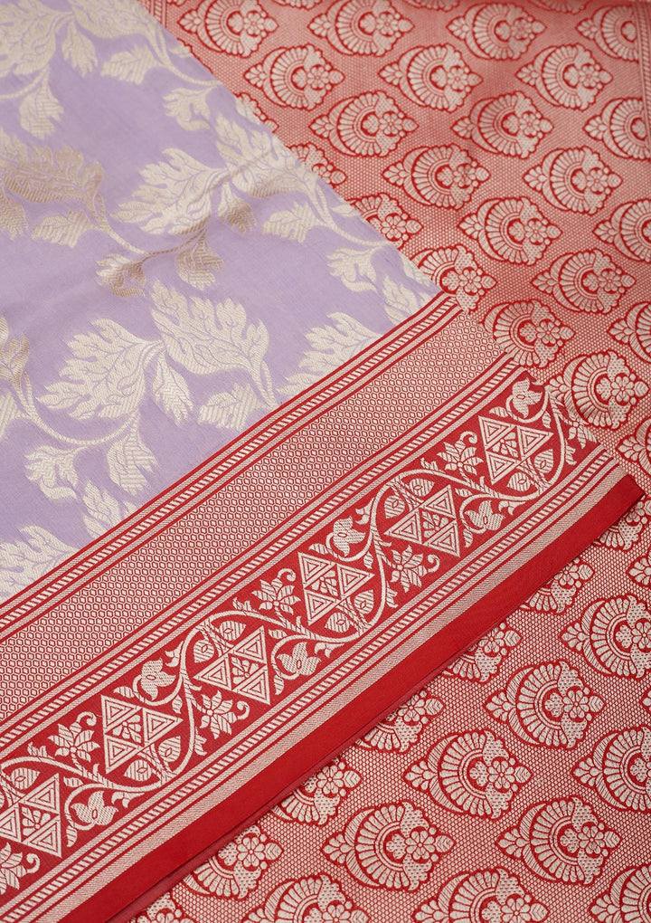 Lavender Zariwork Pure Silk Saree-Koskii