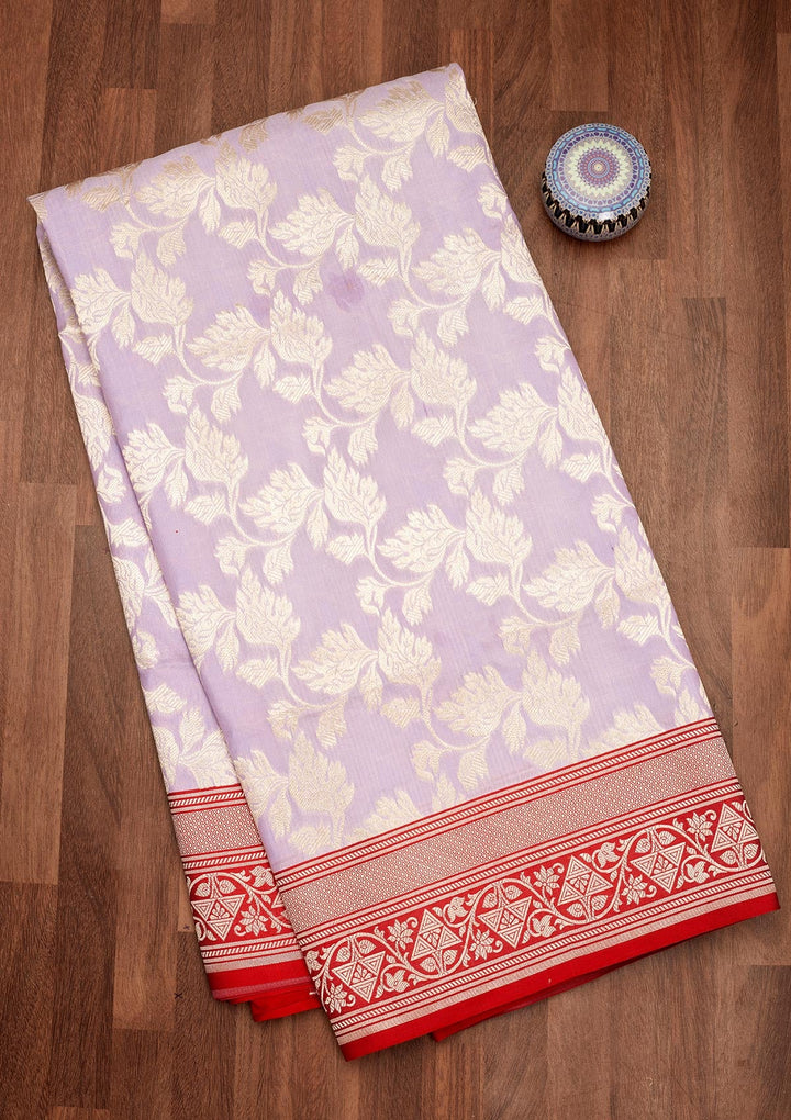 Lavender Zariwork Pure Silk Saree-Koskii
