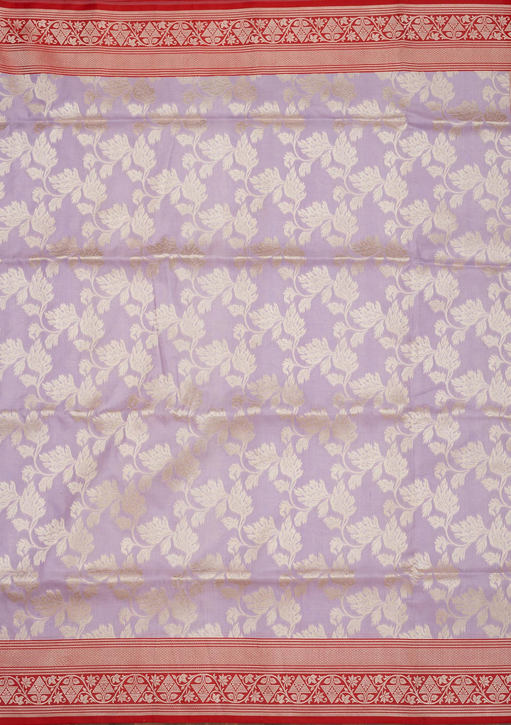 Lavender Zariwork Pure Silk Saree-Koskii
