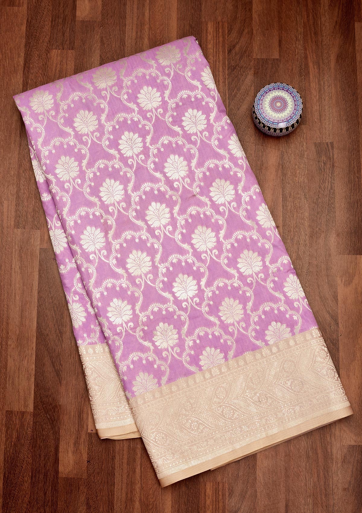 Lavender Zariwork Pure Silk Saree-Koskii