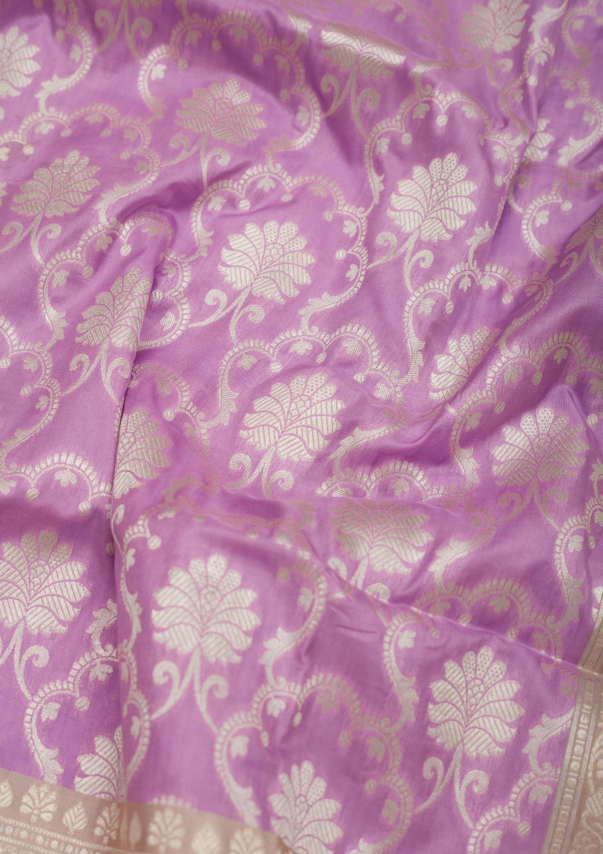 Lavender Zariwork Pure Silk Saree-Koskii